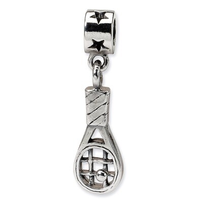 Tennis Racket Dangle Bead - Sterling Silver QRS1243, MPN: QRS1243, 883957277424
