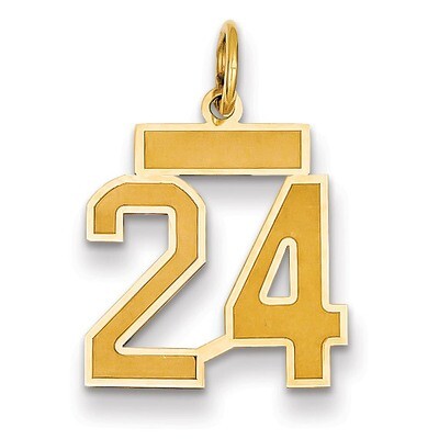 Number 24 Charm 14k Gold Small Satin  LSS24, MPN: LSS24, 883957069012