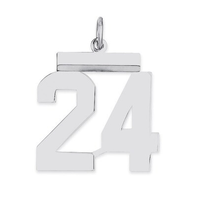 Pendant Number 24 Polished Sterling Silver Medium QMS24, MPN: QMS24, 191101277962