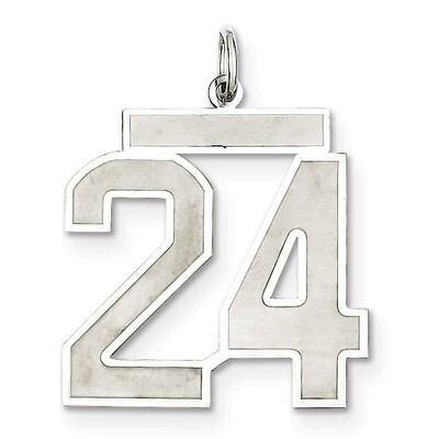 Pendant Number 24 Satin Sterling Silver Large QPP24, MPN: QPP24, 191101281631