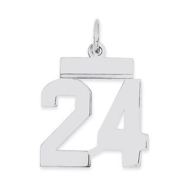 Pendant Number 24 Polished Sterling Silver Small QSS24, MPN: QSS24, 883957100739