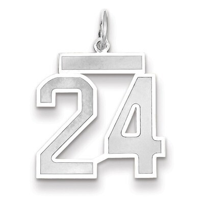 Number 24 Charm Medium Satin 14k white Gold WSM24, MPN: WSM24, 883957077307