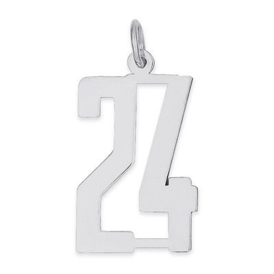 Charm Number 24 Elongated Pol Sterling Silver Small QES24, MPN: QES24, 191101190063