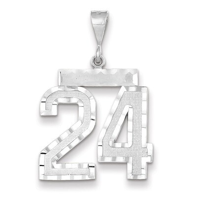 Number 24 Charm 14k white Gold Large Diamond -cut WLN24, MPN: WLN24, 883957123530