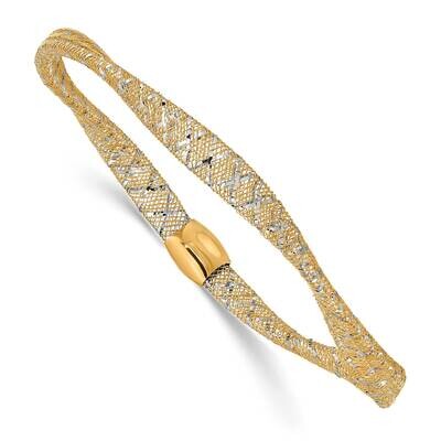 Gold Woven Fancy Mesh Stretch Bracelet 14k Two-Tone Gold SF2820, MPN: SF2820, 883957811215