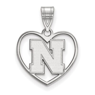 University of Nebraska Pendant in Heart Sterling Silver SS075UNE, MPN: SS075UNE, 886774713106