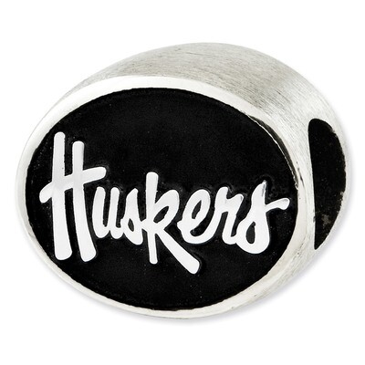 Antiqued University of Nebraska Collegiate Bead Sterling Silver QRS2074