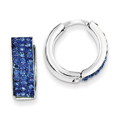 Indigo Blue Preciosa Crystal Hinged Hoop Earrings Sterling Silver QE9561, MPN: QE9561, 883957571355