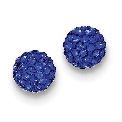 8mm Dark Blue Diamondech Crystal Post Earrings Sterling Silver QE9544, MPN: QE9544, 883957565071