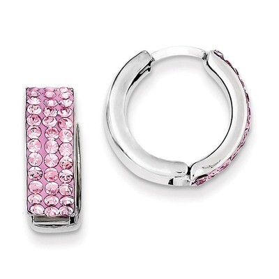 Pink Preciosa Crystal Small Hinged Hoop Earrings Sterling Silver QE9554, MPN: QE9554, 883957496641