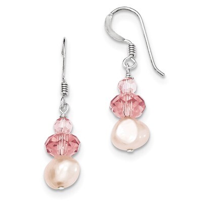 Peach Crystal Cultured Pearl Earrings Sterling Silver QE6443, MPN: QE6443, 883957572383