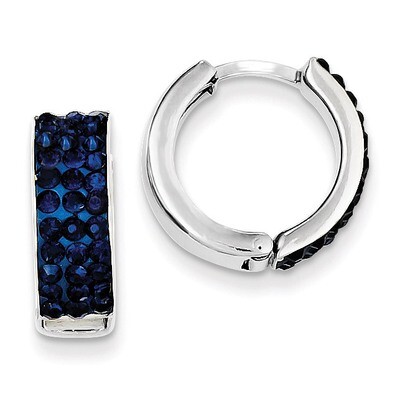 Dark Blue Preciosa Crystal Small Hinged Hoop Earrings Sterling Silver QE9562, MPN: QE9562, 88395748…