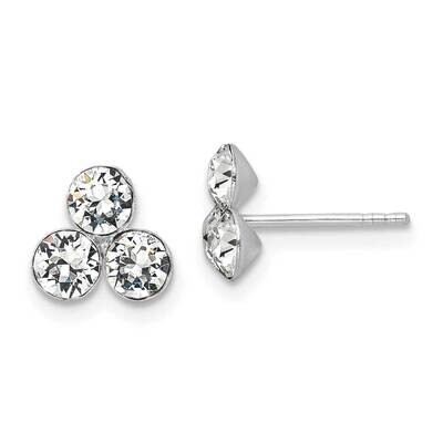 Crystal 3-Stone Post Earrings Sterling Silver Rhodium-Plated QE15691, MPN: QE15691, 196904154076