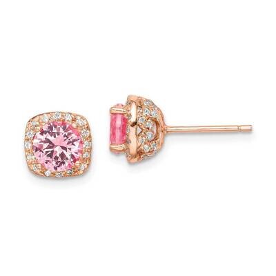 Square Crystal Post Earrings Sterling Silver Rose-tone QE14072, MPN: QE14072, 886774043791