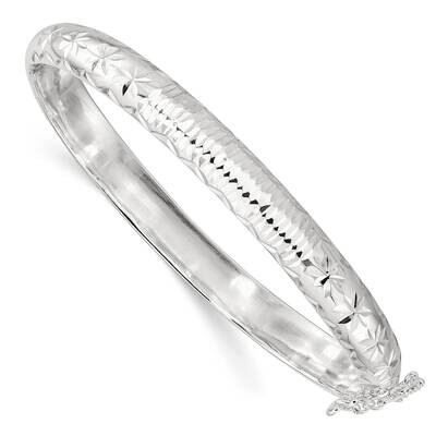 Diamond-Cut 7.00mm Hinged Bangle Sterling Silver Polished QB1423, MPN: QB1423, 196904155349