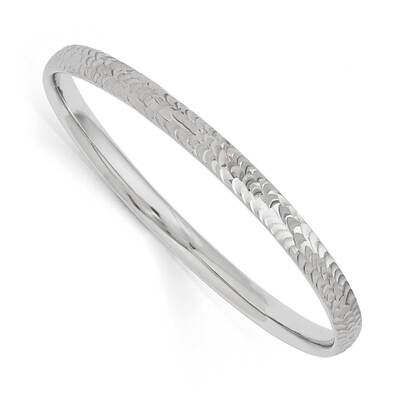 Radiant Essence Rhodium-Plated Satin and Diamond-Cut Bangle Sterling Silver QLF401, MPN: QLF401, 88…