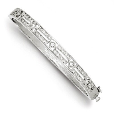 Hinged Bangle Sterling Silver Diamond QB260, MPN: QB260, 883957903484