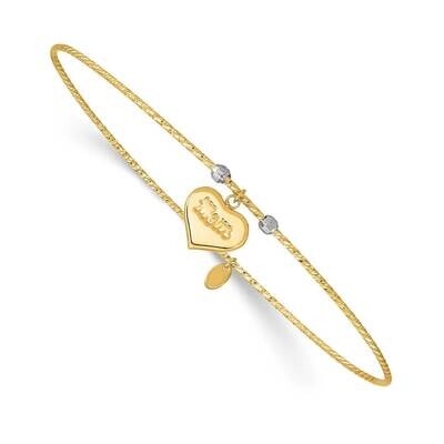 Heart with Mom Bangle 14k Gold Diamond-cut DB678, MPN: DB678, 883957926025