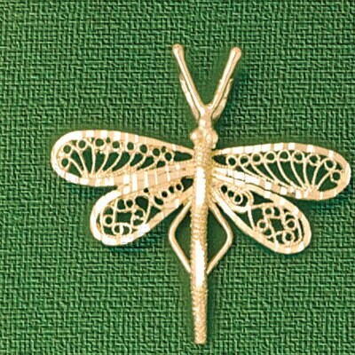Dazzlers Jewelry Dragonfly Pendant Necklace Charm Bracelet in Yellow, White or Rose Gold 3164, MPN:…