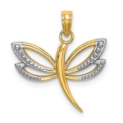 Textured Dragonfly Charm 14k Gold Rhodium K9341, MPN: K9341, 637218162413