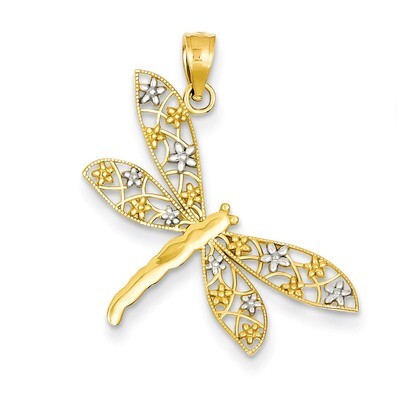 Filigree Dragonfly Pendant 14K Gold &amp; Rhodium K4245, MPN: K4245, 886774616735