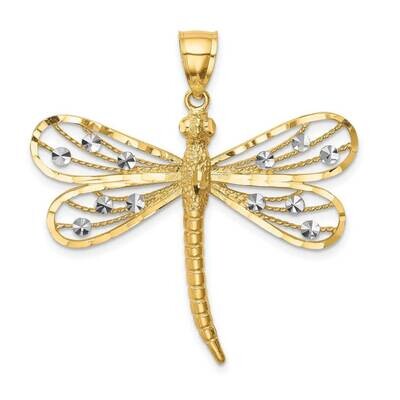 White Rhodium Dragonfly Pendant 14k Gold Diamond-cut C4792, MPN: C4792, 883957606415
