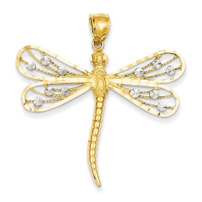 Diamond-cut Filigree Dragonfly Pendant 14k Two-Tone Gold D3433, MPN: D3433, 886774093444