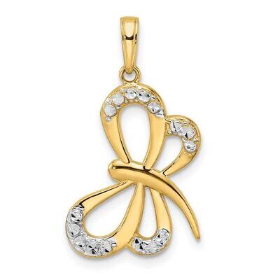 Dragonfly Pendant 14k Gold and White Rhodium Diamond-Cut M2913, MPN: M2913, 196904072790