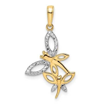 Dragonflies Pendant 14k Gold and White Rhodium Diamond-Cut M2910, MPN: M2910, 196904072363