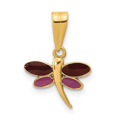 Purple Enamel DragoNFLy Pendant 14k Gold Polished GK1101 by Madi K, MPN: GK1101,