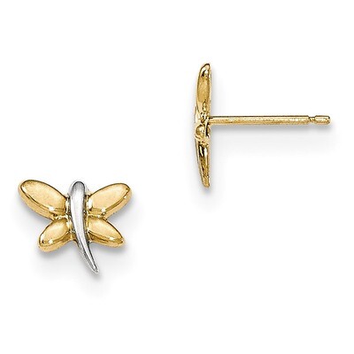Polished Dragonfly Post Earrings 14k Gold &amp; Rhodium YE1755, MPN: YE1755, 886774762050