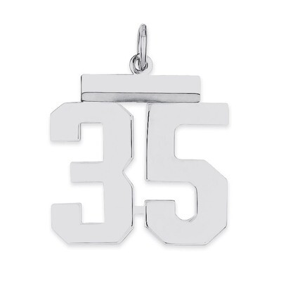 Pendant Number 35 Polished Sterling Silver Medium QMS35, MPN: QMS35, 191101278075