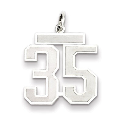 Pendant Number 35 Satin Sterling Silver Medium QPM35, MPN: QPM35, 883957126616