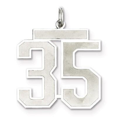 Pendant Number 35 Satin Sterling Silver Large QPP35, MPN: QPP35, 191101281747