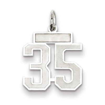 Charm Number 35 Satin Sterling Silver Small QPS35, MPN: QPS35, 191101282645