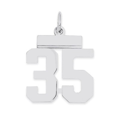 Pendant Number 35 Polished Sterling Silver Small QSS35, MPN: QSS35, 883957101262