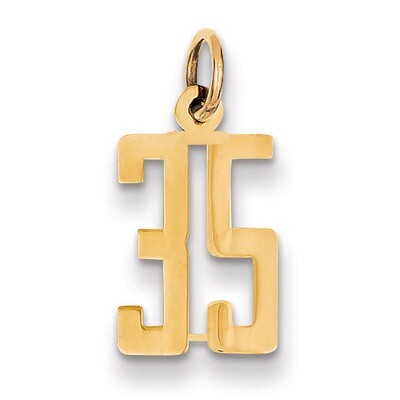 Number 35 Charm 14k Gold Small Polished Elongated LES35, MPN: LES35, 883957590981