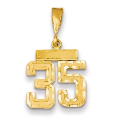 Number 35 Charm 14k Gold Small Diamond-cut SN35, MPN: SN35, 883957104287
