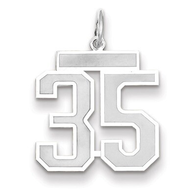 Number 35 Charm Medium Satin 14k white Gold WSM35, MPN: WSM35, 883957077413