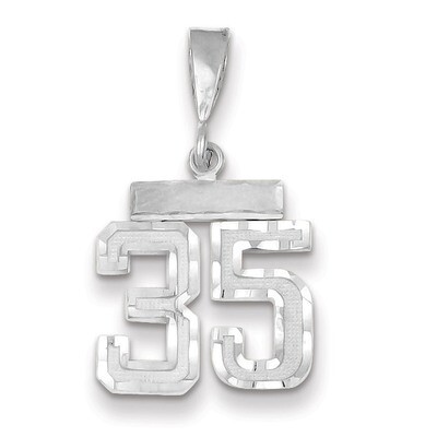 Number 35 Charm Small Diamond -cut 14k white Gold WSN35, MPN: WSN35, 883957114200