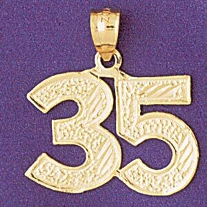Dazzlers Jewelry Number 35 Pendant Necklace Charm Bracelet in Yellow, White or Rose Gold 950935, MP…