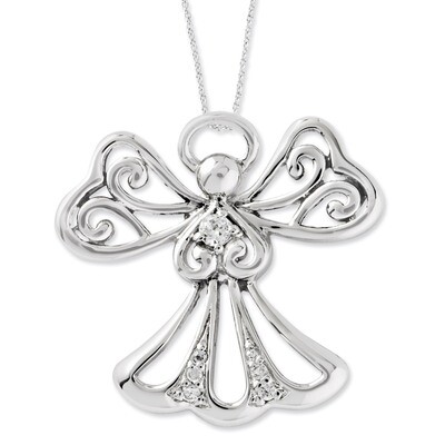 Angel of Kindness 18 Inch Angel Necklace Sterling Silver with Diamonds QSX506, MPN: QSX506, 8839570…