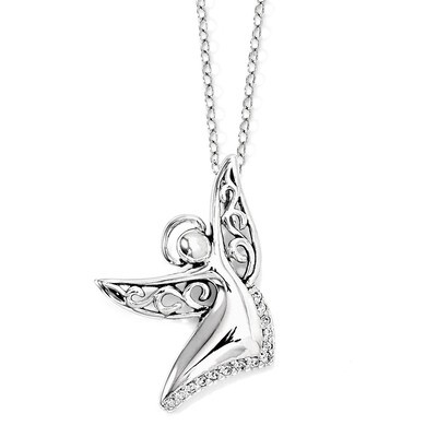 Antiqued Angel Of Joy 18 Inch Necklace Sterling Silver with Diamonds QSX548, MPN: QSX548, 886774254…