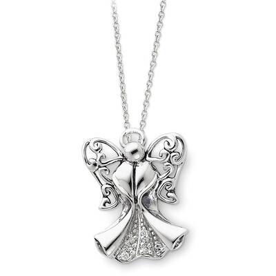 Antiqued Angel of Strength 18 Inch Necklace Sterling Silver with Diamonds QSX171, MPN: QSX171, 8839…
