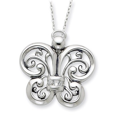 Diamond Angel of Courage 18 Inch Necklace Sterling Silver Antiqued QSX384, MPN: QSX384, 883957320465
