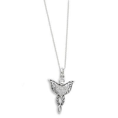 Antiqued Angel of Blessing 18 Inch Necklace Sterling Silver with Diamonds QSX165, MPN: QSX165, 8839…