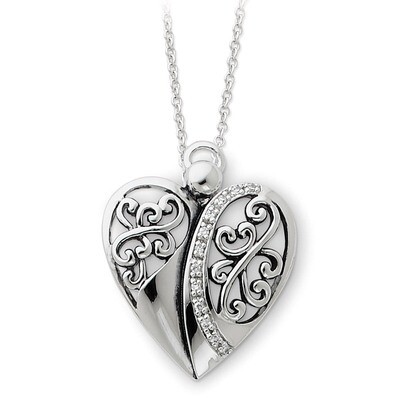 Antiqued 18 Inch Angel of Love Necklace Sterling Silver with Diamonds QSX161, MPN: QSX161, 88395771…