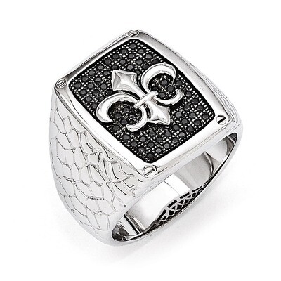 Men&#39;s Ring Sterling Silver &amp; Black Cubic Zirconia QMP576, MPN: QMP576, 886774577685