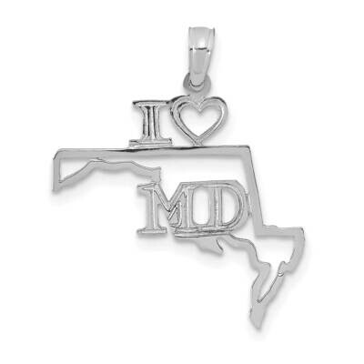 Maryland State Pendant 14k White Gold Solid D1168W, MPN: D1168W,