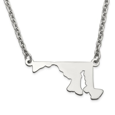 Maryland State Pendant Necklace with Chain Sterling Silver Engravable XNA706SS-MD, MPN: XNA706SS-MD…